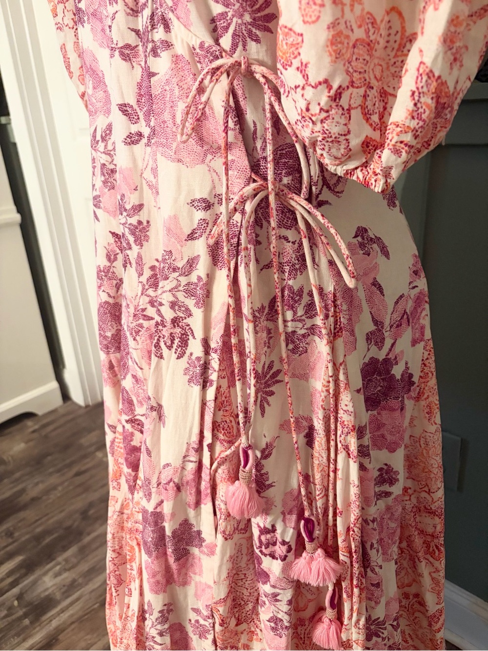 HEMANT & NANDITA Pink Floral Maxi Wrap Dress - Picture 3 of 7